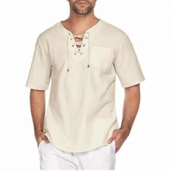 VEAKER Apparel Outlets Store Men's Apparels Sky Madrid Mauritius Linen Shirt