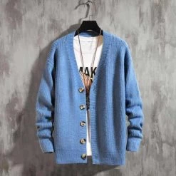 ZITY Menstyle Store Sky Madrid Knitted Wool Cardigan Men's Apparels