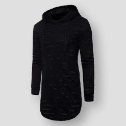 VEAKER Apparel Outlets Store Saint Morris Distressed Longline Hoodie Men's Apparels 9 VEAKER Apparel Outlets Store Saint Morris Distressed Longline Hoodie Men's Apparels