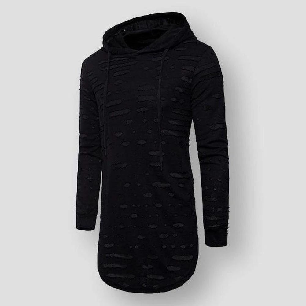 VEAKER Apparel Outlets Store Saint Morris Distressed Longline Hoodie Men's Apparels 6 VEAKER Apparel Outlets Store Saint Morris Distressed Longline Hoodie Men's Apparels