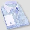 QISHA MEN SHIRT Store Men's Apparels Sky Madrid Striped Cufflink Dress Shirt