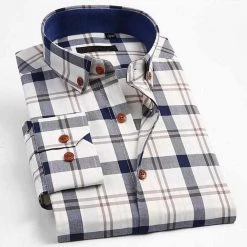 Karen J Store Sky Madrid Plaid Button-Down Shirt Men's Apparels