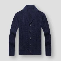 SHiONFA Store Sky Madrid Shawl Wool Cardigan