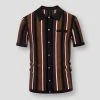 New Self Store Sky Madrid Knitted Striped Polo Shirt Men's Apparels