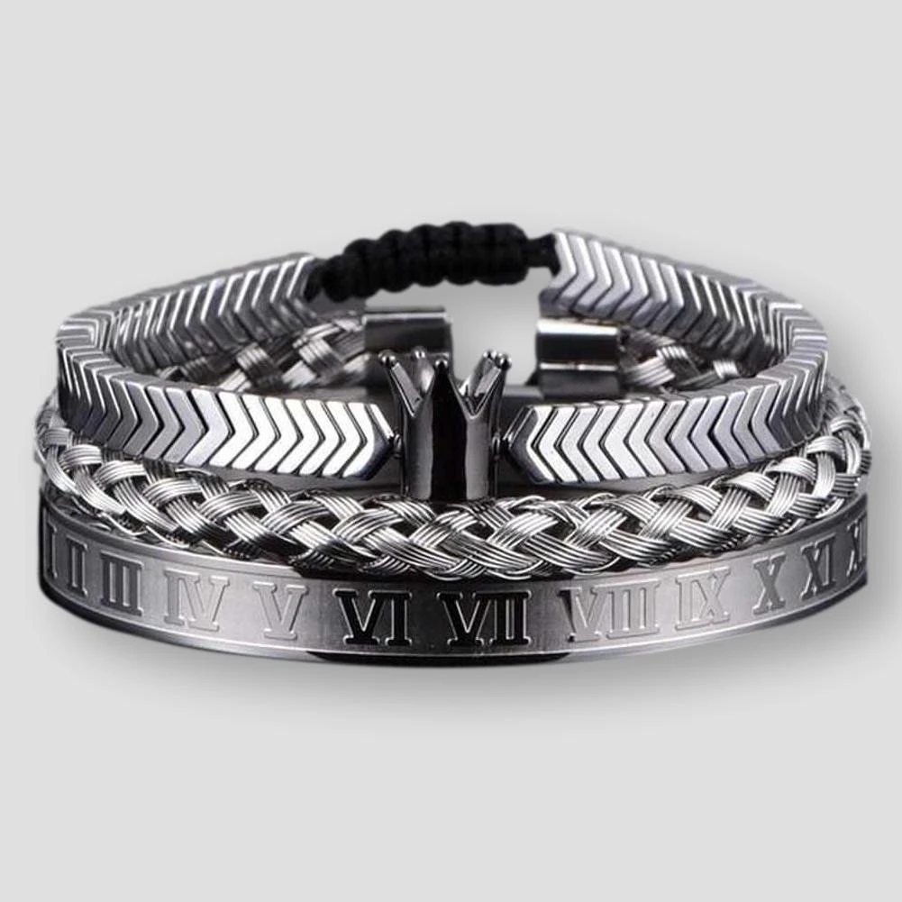 ATTYIRENA Official Store Sky Madrid Stainless Steel Roman Crown Bracelet Set (3 Pcs) Men's Apparels 6 ATTYIRENA Official Store Sky Madrid Stainless Steel Roman Crown Bracelet Set (3 Pcs) Men's Apparels