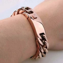 JXLEPE Store Stainless Steel Rose Gold Chain Bracelet Men's Apparels
