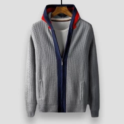 Minglu Official Store Men's Apparels Sky Madrid Striped Hooded Zip-Up Cardigan