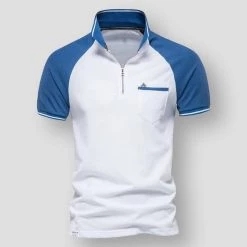 AIOPESON Official Store Men's Apparels Sky Madrid Zipper Polo Shirt