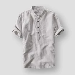 Cotton Linen Store Sky Madrid Pireas Linen Shirt Men's Apparels