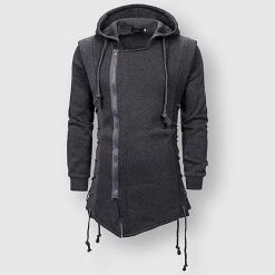 YiBaoXin Store Men's Apparels Saint Morris Lace Up Longline Hoodie