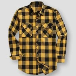 QISHA MEN SHIRT Store Saint Morris Plaid Flannel Shirt Men's Apparels