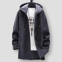 Xiaojin999 Store North Royal Long Fleece Hooded Jacket