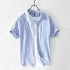 China Cloth Men's Apparels Saint Morris Striped Button-Up Linen Shirt