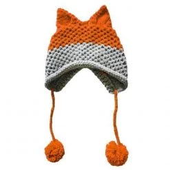 BomHCS Store Sky Madrid Fox Ears Knitted Beanie Women's Apparels