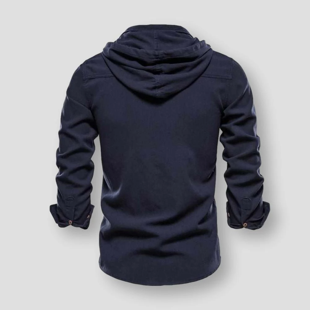 NEGIZBER Trend Store North Royal Hooded Button-Up Shirt Men's Apparels 7 NEGIZBER Trend Store North Royal Hooded Button-Up Shirt Men's Apparels