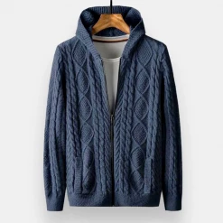 MuLS Official Store North Royal Knitted Hooded Cardigan Men's Apparels