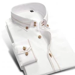 YaoMan E-Commerce Co.,Ltd. Store Sky Madrid Long-Sleeve Button-Down Dress Shirt