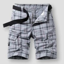 HIEXSE Men Store Men's Apparels North Royal Cotton Plaid Shorts