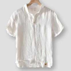 Cotton Linen Store Sky Madrid Coconut Port Linen Shirt Men's Apparels