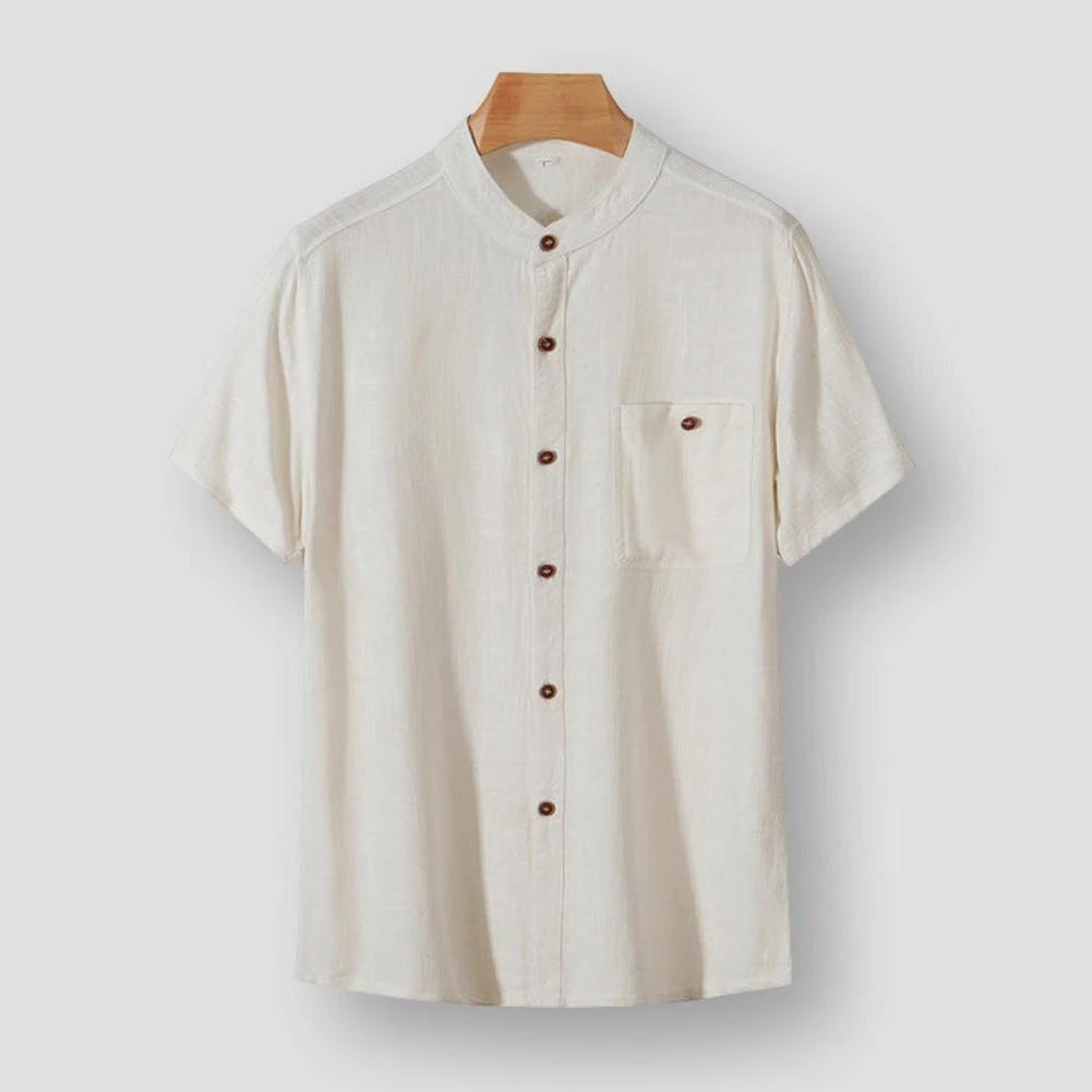 Wen Guan Offiical Store Store Sky Madrid Verberg Linen Shirt Men's Apparels