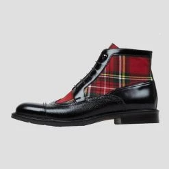 Xiezi006 Store Saint Morris Plaid Leather Boots