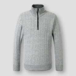 FAVOCENT Men's Wardrobe Store Sky Madrid Quarter Zip Knitted Pullover Men's Apparels