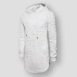 VEAKER Apparel Outlets Store Saint Morris Distressed Longline Hoodie Men's Apparels 8 VEAKER Apparel Outlets Store Saint Morris Distressed Longline Hoodie Men's Apparels