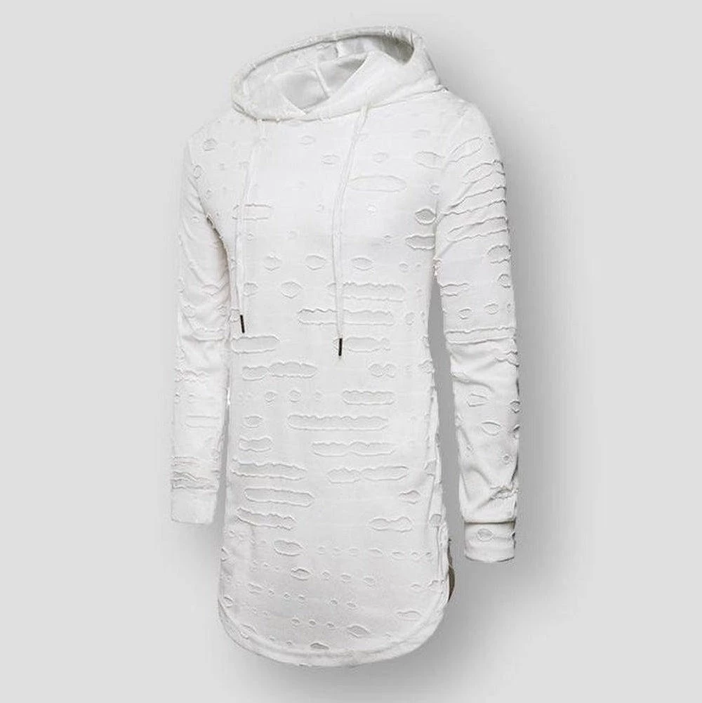 VEAKER Apparel Outlets Store Saint Morris Distressed Longline Hoodie Men's Apparels 5 VEAKER Apparel Outlets Store Saint Morris Distressed Longline Hoodie Men's Apparels