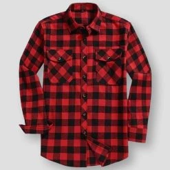 QISHA MEN SHIRT Store Saint Morris Plaid Flannel Shirt Men's Apparels