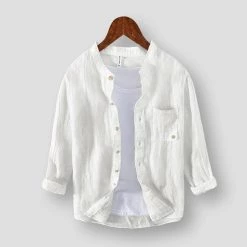 FREDD-MARSHALL Men's Store Sky Madrid Cotignac Linen Shirt Men's Apparels