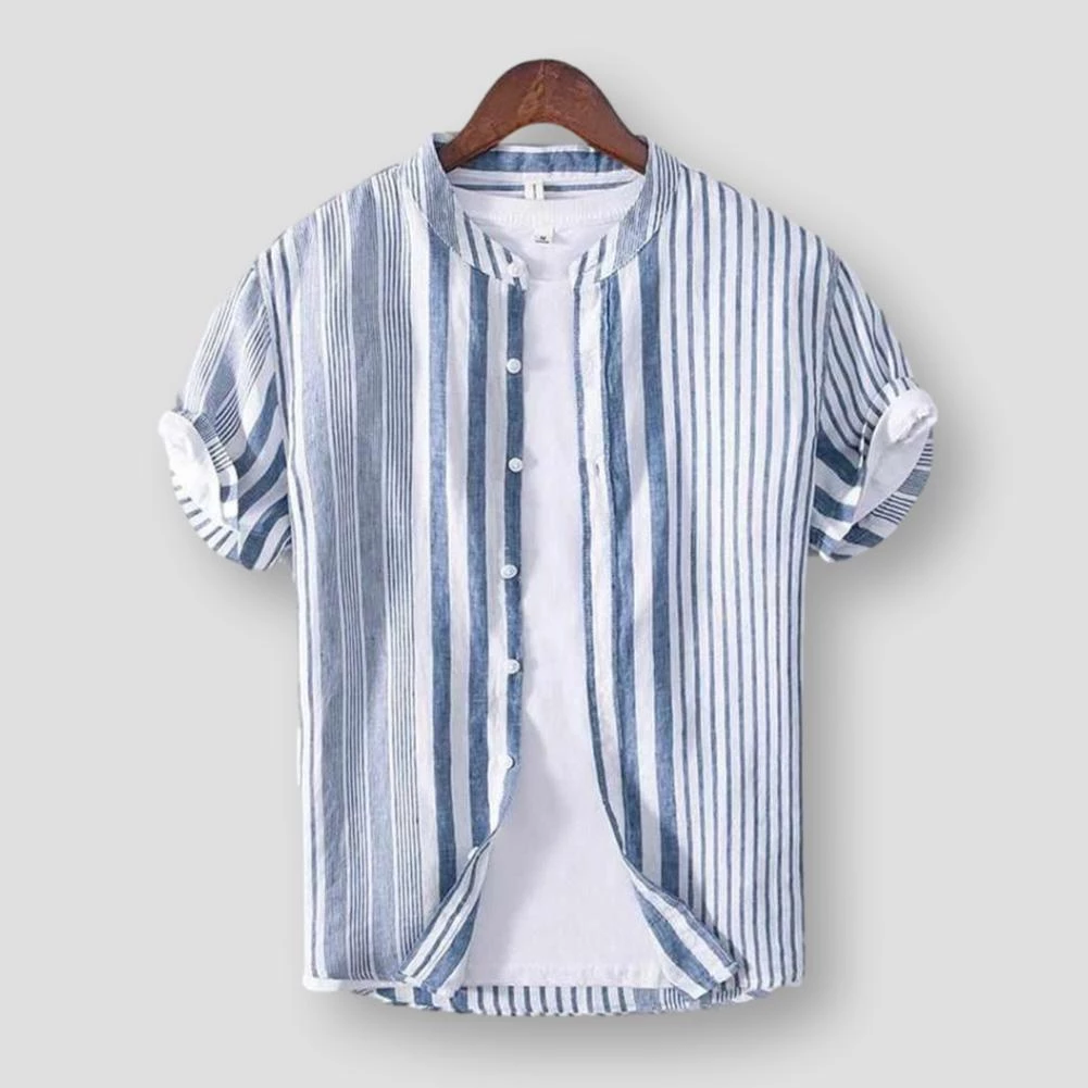 Suehaiwe Official Store Men's Apparels North Royal Crete Striped Shirt 4 Suehaiwe Official Store Men's Apparels North Royal Crete Striped Shirt