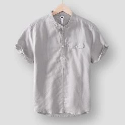 MOGELAISI Official Store Sky Madrid Dover Linen Shirt