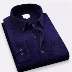 Shop412624 Store North Royal Long Sleeve Corduroy Pocket Shirt Men's Apparels