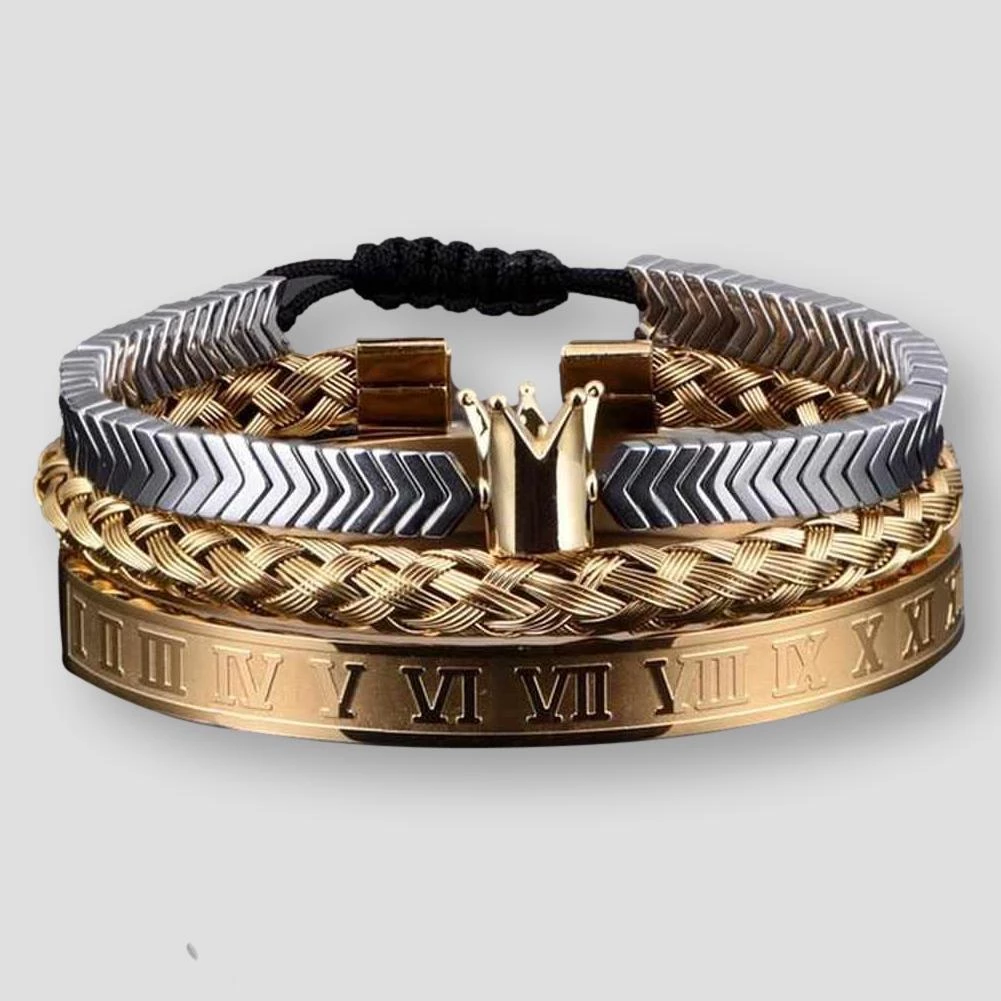 ATTYIRENA Official Store Sky Madrid Stainless Steel Roman Crown Bracelet Set (3 Pcs) Men's Apparels 5 ATTYIRENA Official Store Sky Madrid Stainless Steel Roman Crown Bracelet Set (3 Pcs) Men's Apparels