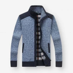 FAVOCENT Men's Wardrobe Store Sky Madrid Patchwork Knitted Cardigan