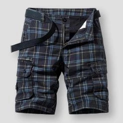 HIEXSE Men Store Men's Apparels North Royal Cotton Plaid Shorts