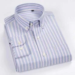 Purple Street Men's Apparels Sky Madrid Striped Button-Down Shirt