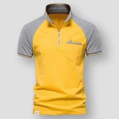 AIOPESON Official Store Men's Apparels Sky Madrid Zipper Polo Shirt