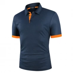YiBaoXin Store Sky Madrid Dual Tone Polo Shirt Men's Apparels