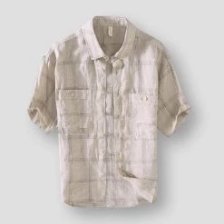 Pinecypress Official Store Sky Madrid Guidel Linen Shirt Men's Apparels