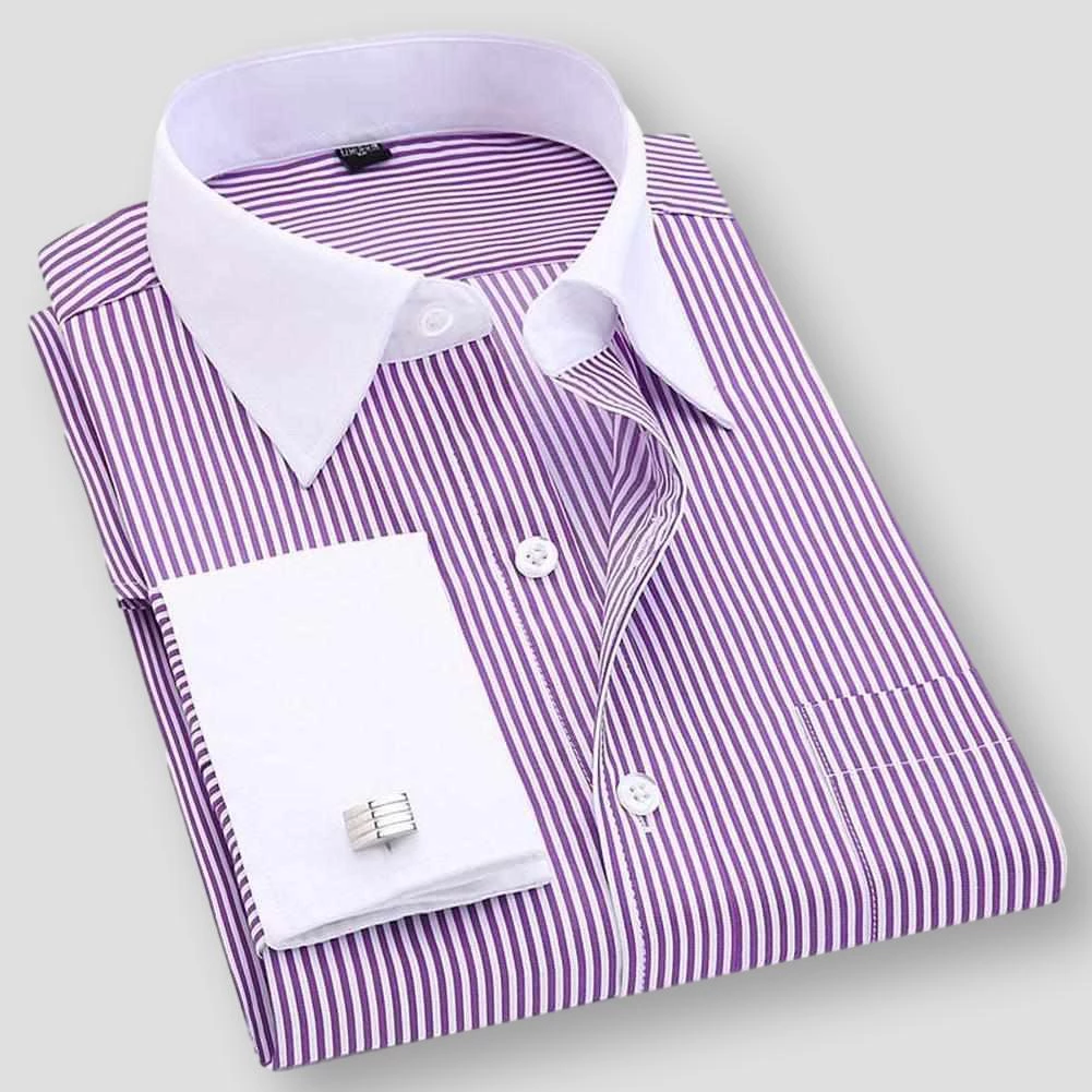 QISHA MEN SHIRT Store Men's Apparels Sky Madrid Striped Cufflink Dress Shirt 5 QISHA MEN SHIRT Store Men's Apparels Sky Madrid Striped Cufflink Dress Shirt