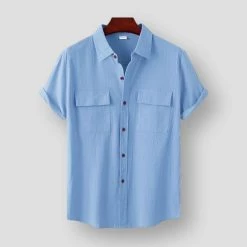 FREDD-MARSHALL Men's Store Sky Madrid Arnhem Linen Shirt