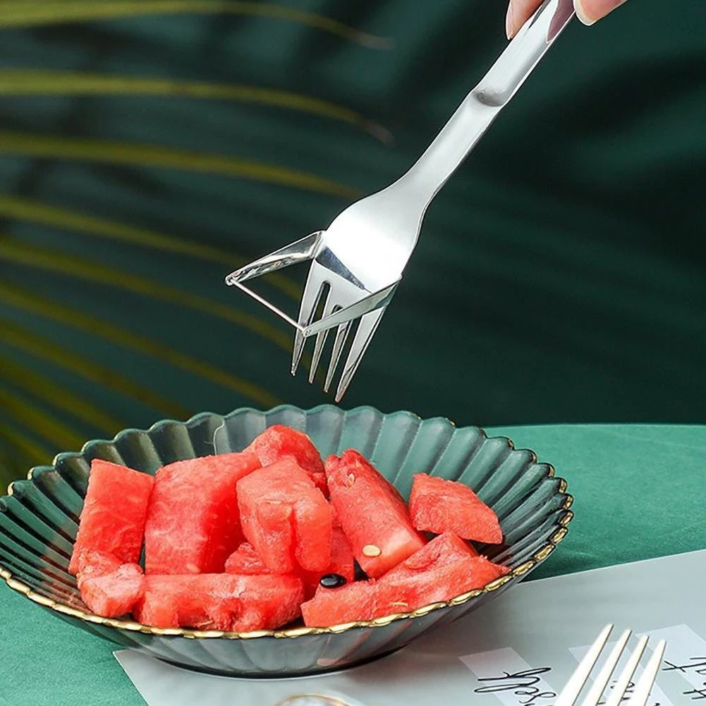 VOGVIGO DIYBaking Store Sky Madrid Stainless Steel 2-in-1 Watermelon Slicer With Fork Home 3 VOGVIGO DIYBaking Store Sky Madrid Stainless Steel 2-in-1 Watermelon Slicer With Fork Home