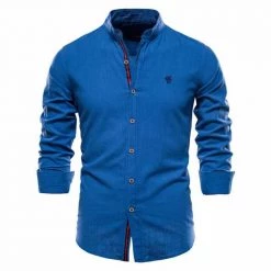 NEGIZBER Trend Store Sky Madrid Linen Long Sleeve Shirt 10 NEGIZBER Trend Store Sky Madrid Linen Long Sleeve Shirt