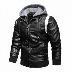 CALUOMATT Store North Royal Hooded Leather Jacket