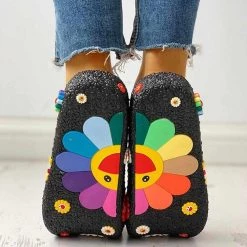 Unique Shoe Store Women's Apparels Sky Madrid Smiling Sunflower Beach Slippers