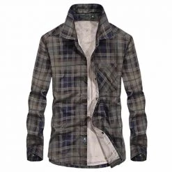 UNCOBOR Store Men's Apparels Casual Fleece Plaid Shirt