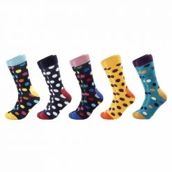 Shop5160105 Store Assorted Polka Dot Socks (5 Pairs) Men's Apparels