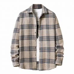 YiBaoXin Store North Royal Button-Up Plaid Shirt