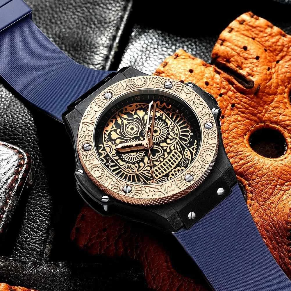 GIMTO Official Store Men's Apparels Sugar Skull Quartz Watch 3 GIMTO Official Store Men's Apparels Sugar Skull Quartz Watch